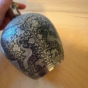 Intricate Silver Floral Vase